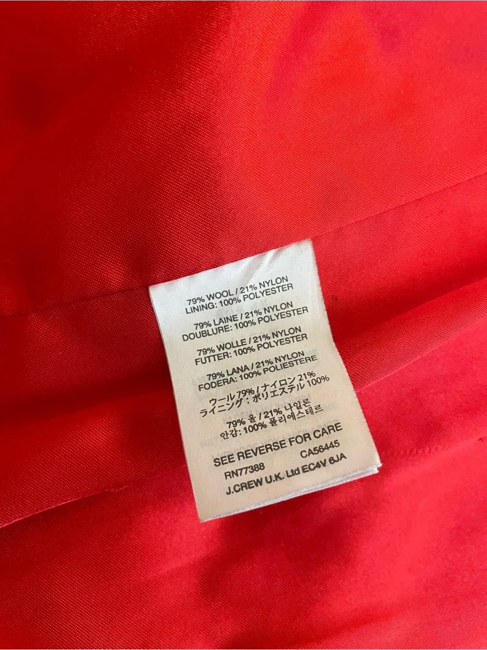 J.Crew Red Stadium Cloth Wool Blend Pea Coat Gold Crest Buttons 2P Petite - Picture 6 of 7